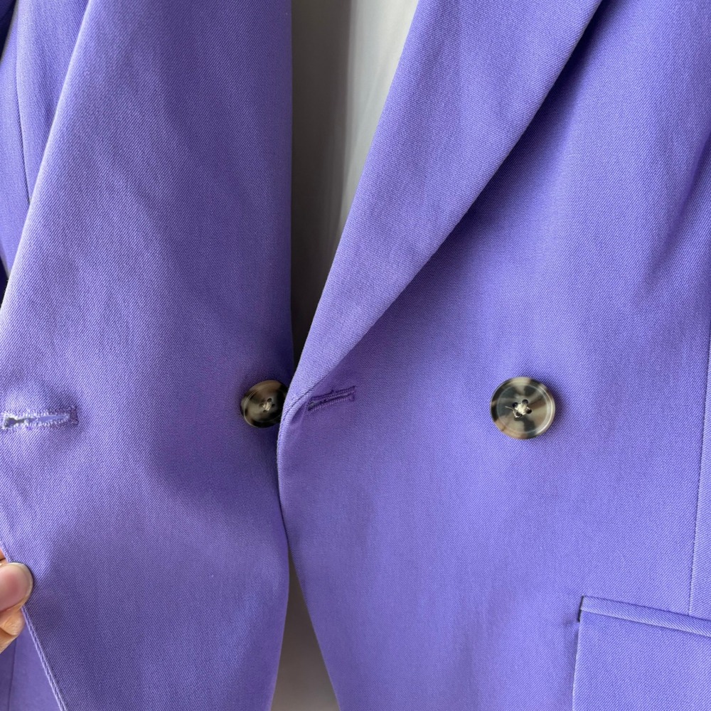 J.Crew Devon Blazer Purple Double Breasted‎ Cotton Viscose Jacket Size 8 - Picture 7 of 9